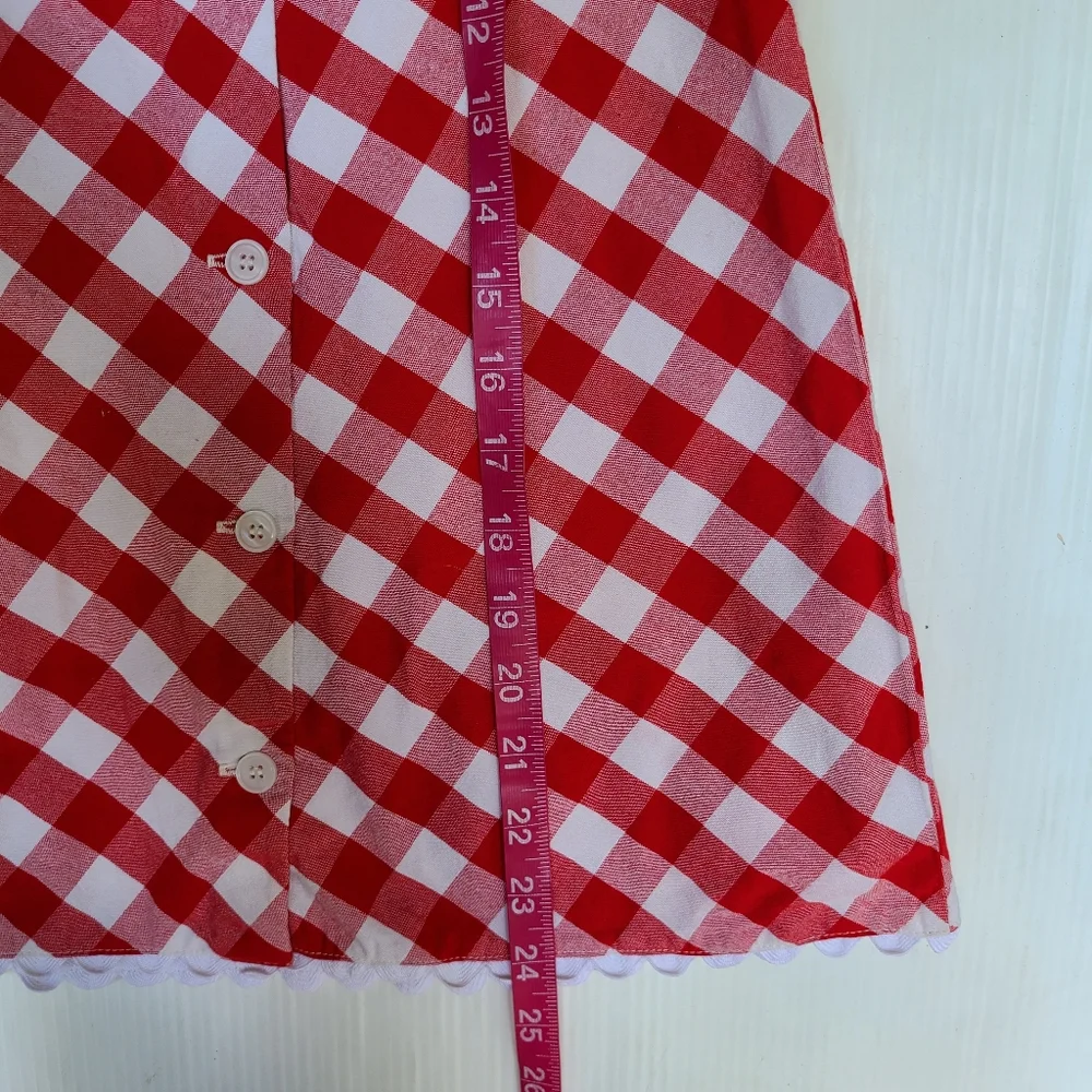 VINTAGE red gingham picnic plaid summer sundress girls size 4/5